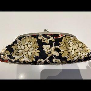 Baroque red, gold and white clutch